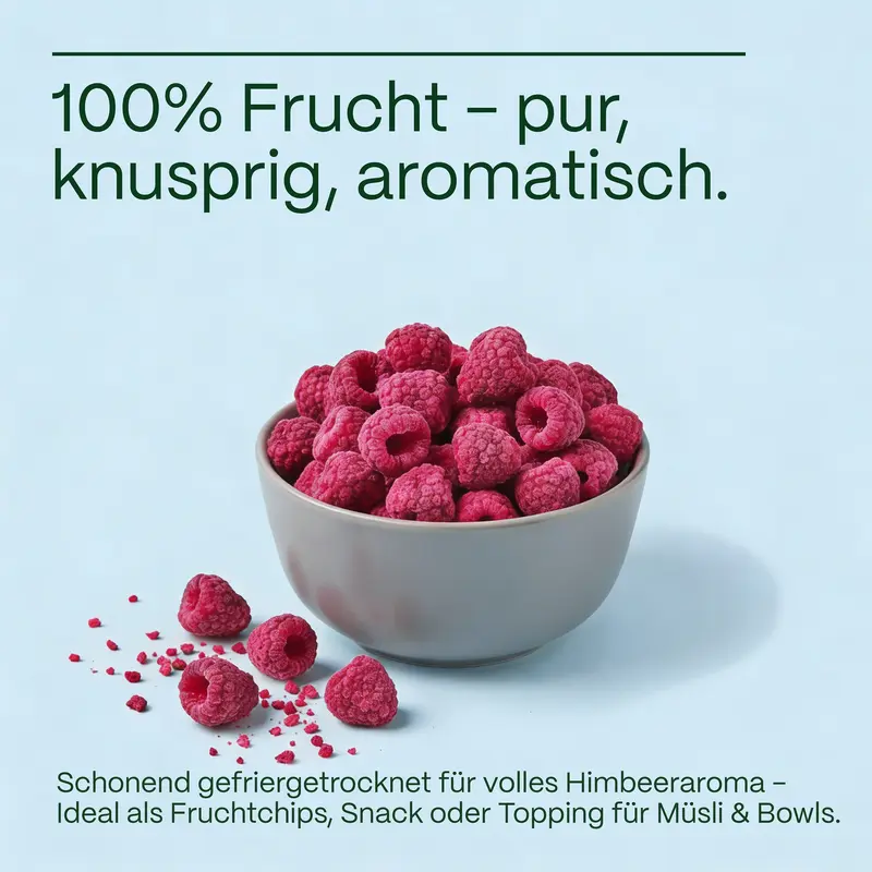 Himbeeren gefriergetrocknet · knusprige Vollfrucht ohne Zuckerzusatz · gefriergetrocknete Früchte · Freeze-Dried Raspberries - GreatVita - Image 5