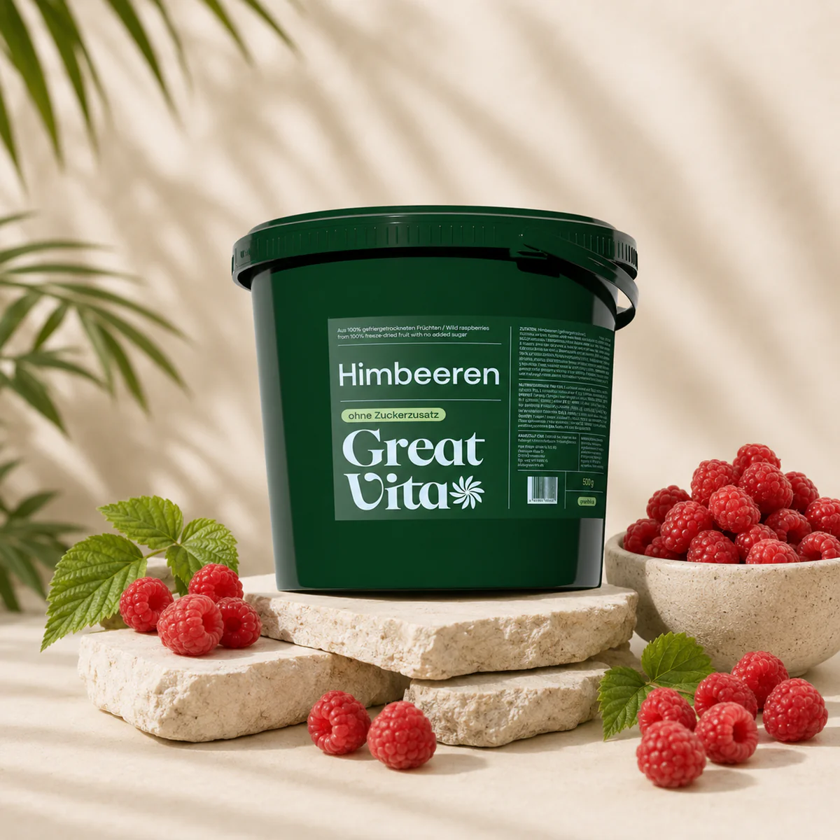 Himbeeren gefriergetrocknet · knusprige Vollfrucht ohne Zuckerzusatz · gefriergetrocknete Früchte · Freeze-Dried Raspberries - GreatVita - Image 3